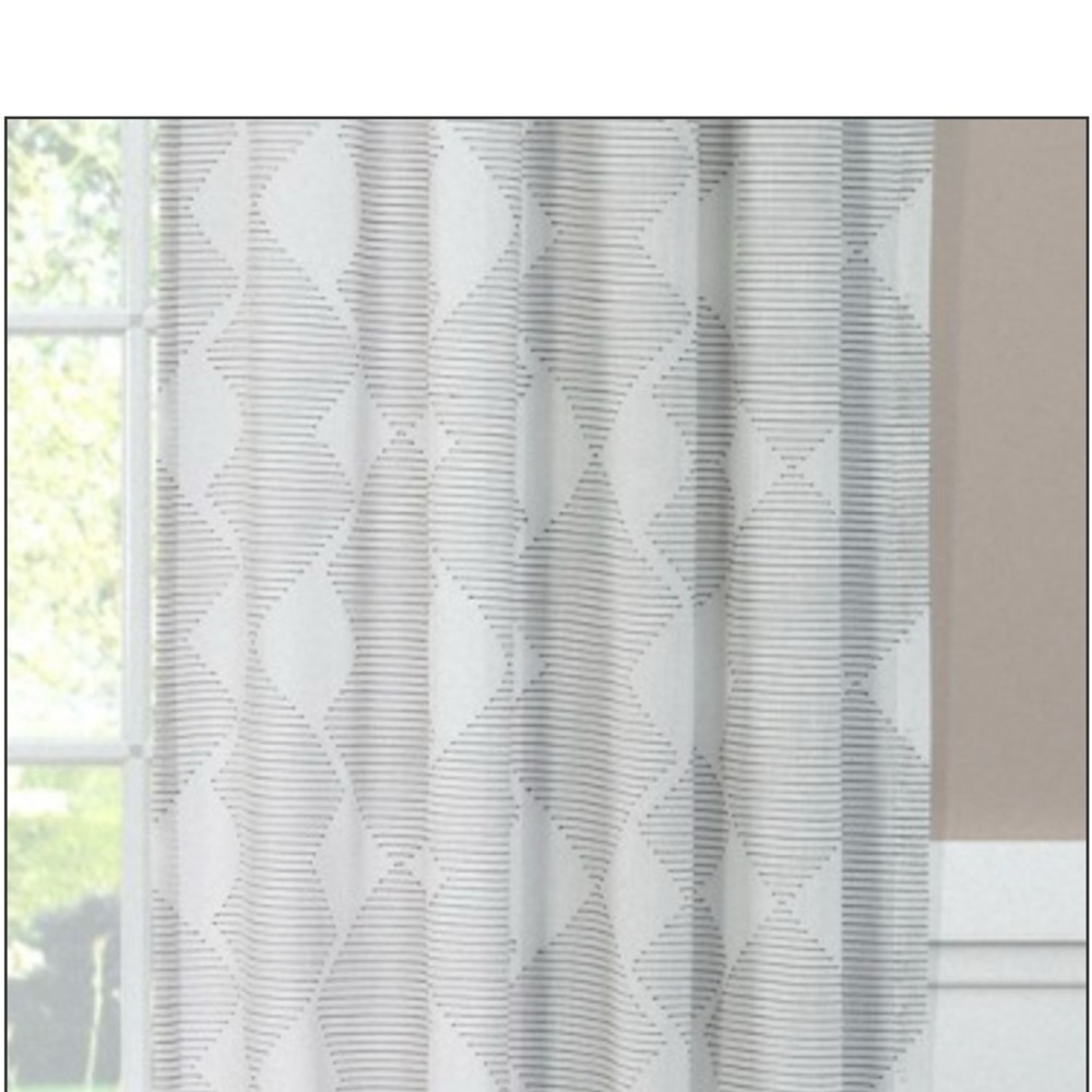 Elegant White Geometric Curtains - Picture 3 of 5